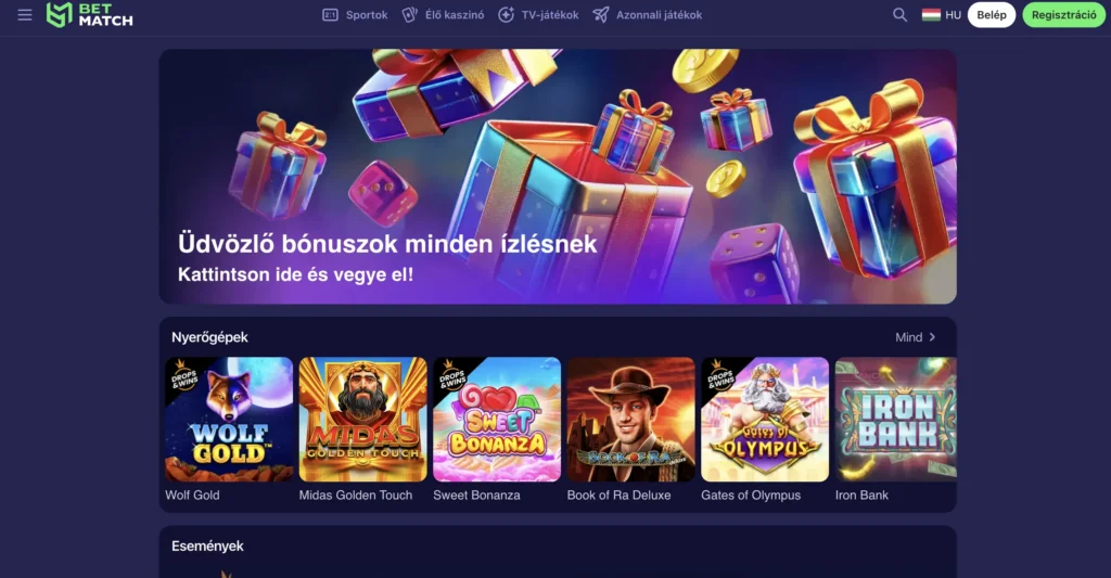 Játssz a betmatch online kaszióban!