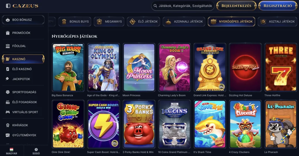 Játssz slots játékokkal, nyerőgépekkel a Cazeus online kaszinóban!