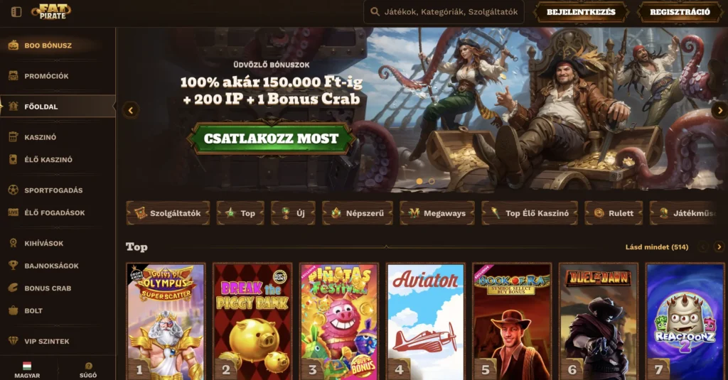 próbáld ki a fat pirate kaszinót a klasszino.com-on