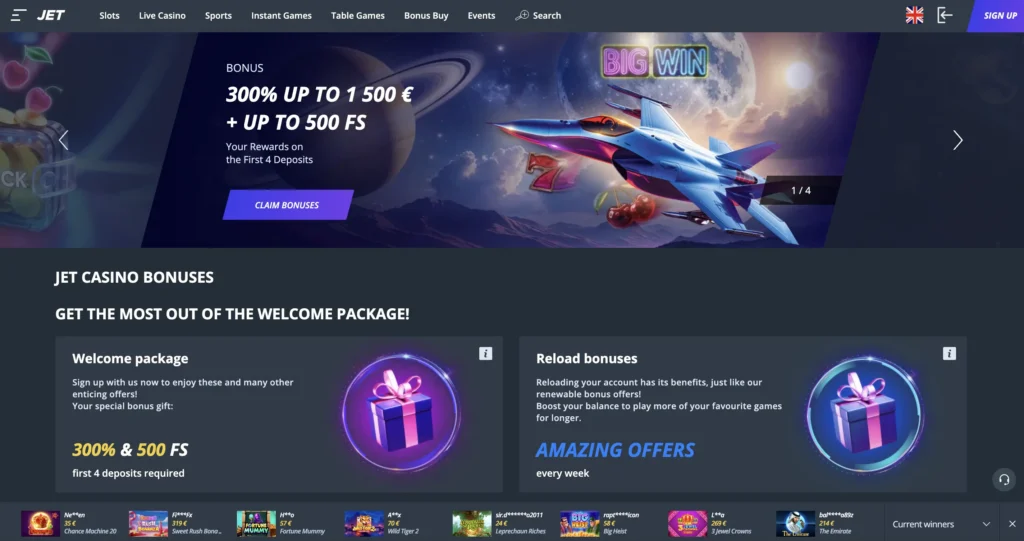Használd ki a bónuszod a Jet kaszinóbban a klasszino.com-on keresztül