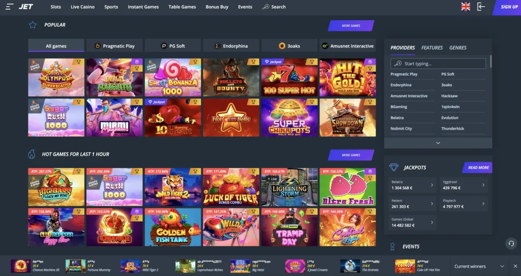 Játssz slots játékokat a jet kaszinón keresztül