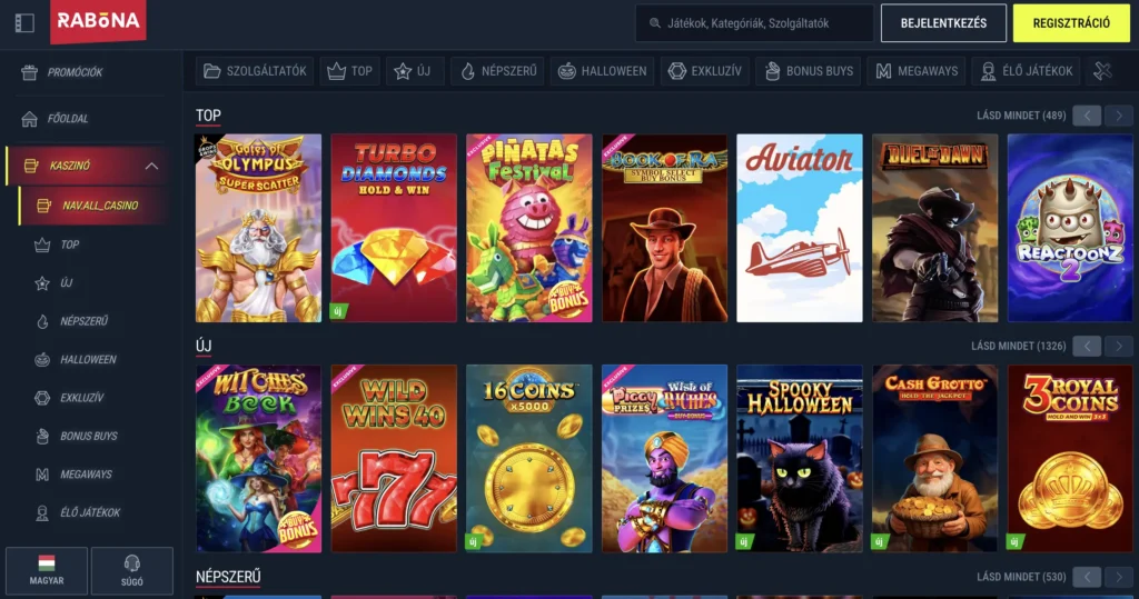 próbáld ki a rabona slots játékokat a klasszino.com-on
