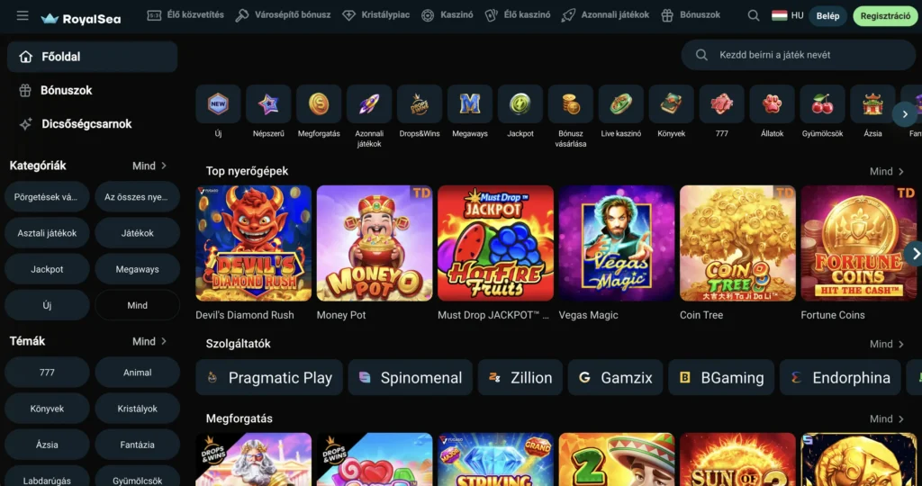 Próbáld ki a slots játékokat a Royalsea kaszinón!