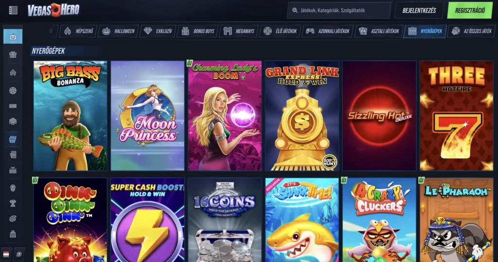 próbáld ki a vegashero slots játékokat a klasszino.com-on