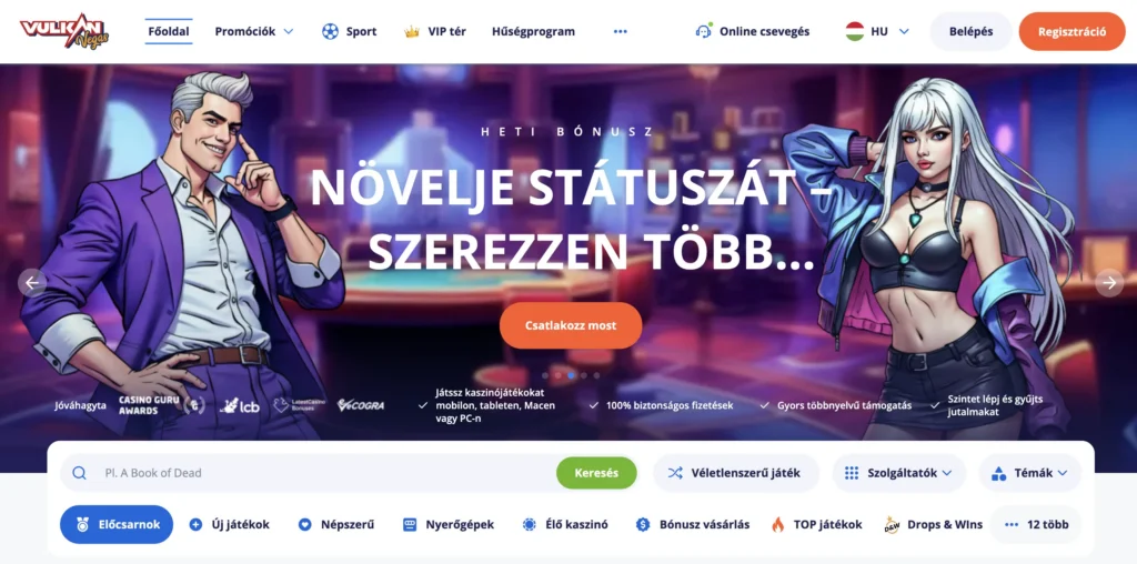próbáld ki a vulkan vegas kaszinót a klasszino.com-on