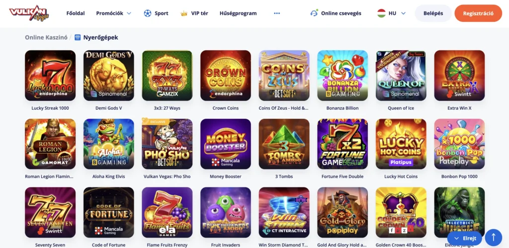próbáld ki a vulkan vegas slots játékokat a klasszino.com-on