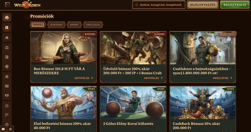 használd ki a wild robin bónuszokat a klasszino.com-on