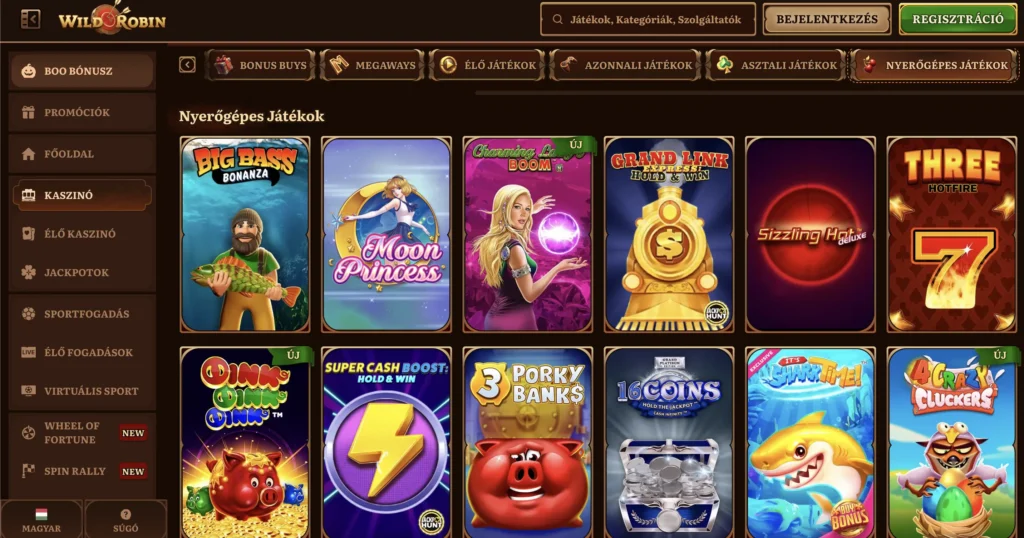 próbáld ki a wild robin slots játékokat a klasszino.com-on