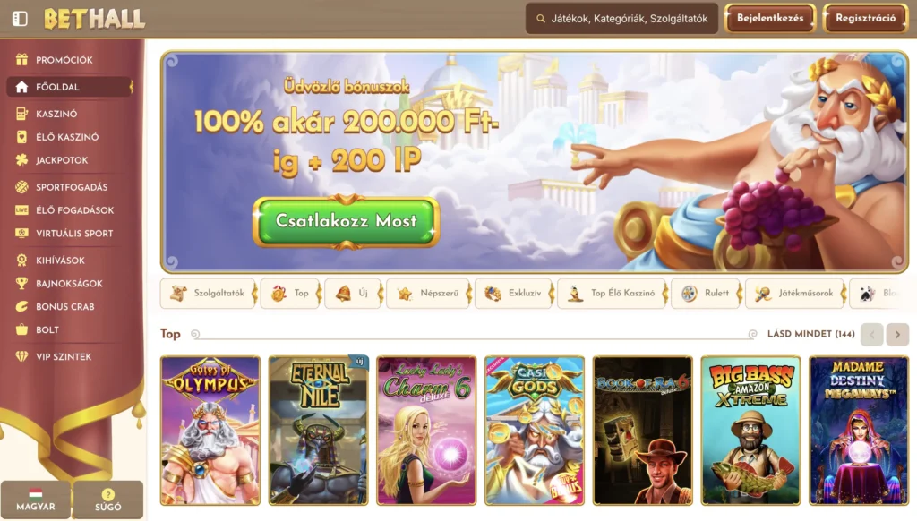 Játssz a bethall online kaszinón a klasszino.com-on keresztül