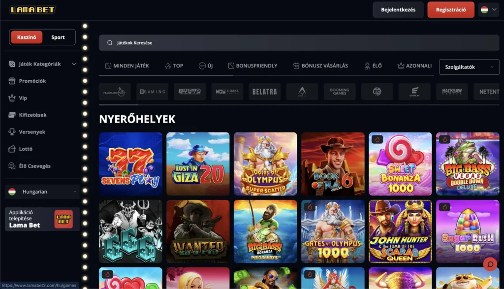 Játssz nyerőgépekkel a lamabet online kaszinóban