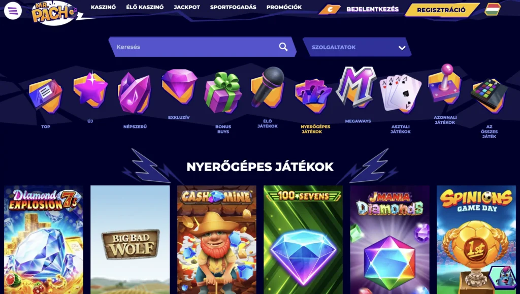 Játssz slots játékokkal a Mr. Pacho kaszinóban