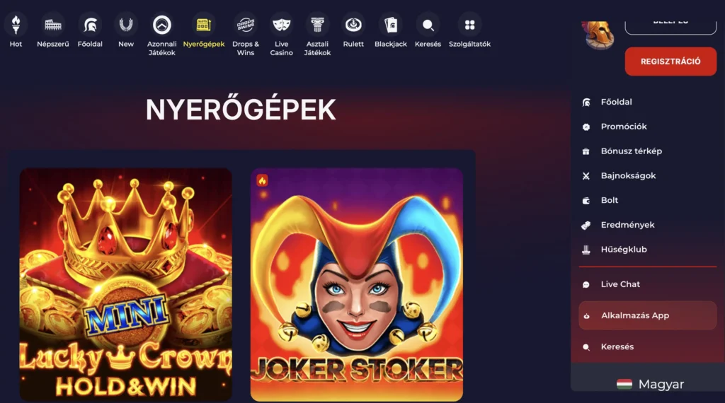 Slota kaszinó slots játékokkal fokozd a játékélményt!
