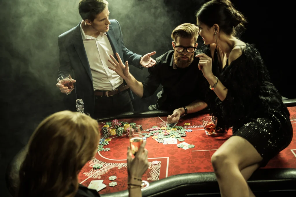 Pókerasztalnál játszó emberek, Texas Hold’em alapok illusztrációja